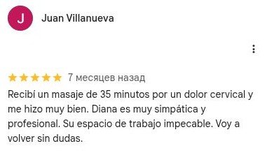 Captura de la reseña de Juan Villanueva en Google Maps